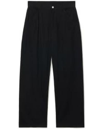 PARTIMENTO Curved Section Wide Chino Trousers In Medium - Black