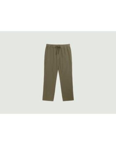 Knowledge Cotton Fig Loose Fitting Pants In Crushed Cotton 1 - Verde