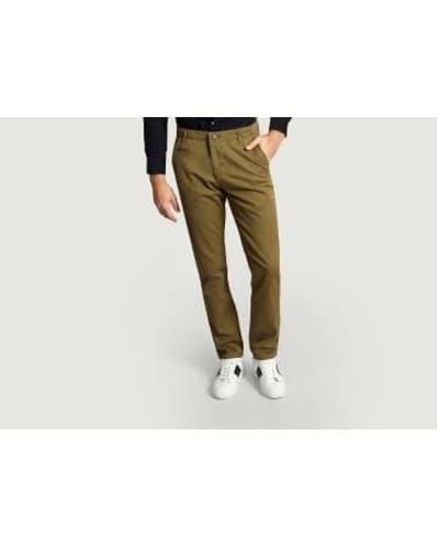 Knowledge Cotton Olive Chuck The Brain Chinos 28 - Green