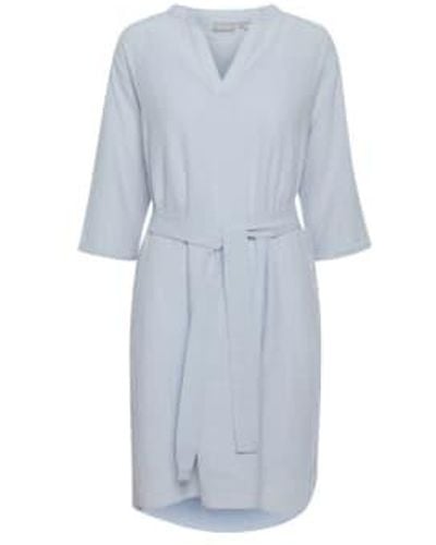 Fransa Knee Length Short Sleeved Dress In Cashmere 1 - Blu