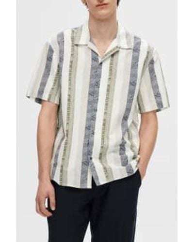 SELECTED Egret Relax New Linen Shirt - Gris