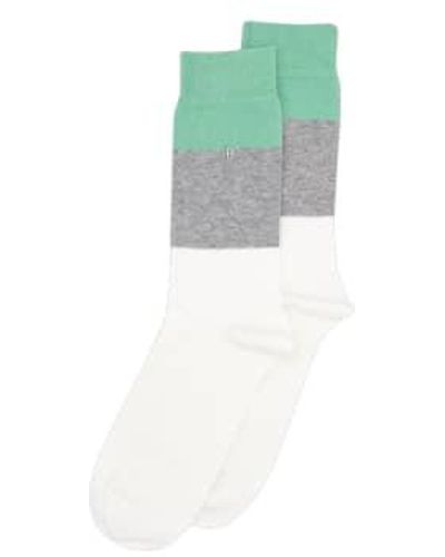 Alfredo Gonzales Grey Socks With Large Stripes M - Green