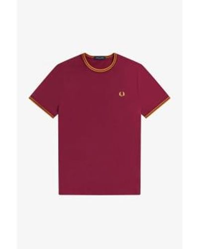 Fred Perry Twin Tipped T-shirt Tawny Port - Rojo