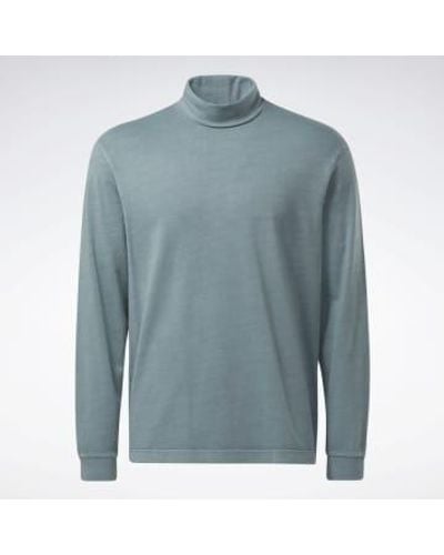 Reebok Midnight Pine Classics Langarm-T-Shirt mit natürlichem Farbstoff - Blau