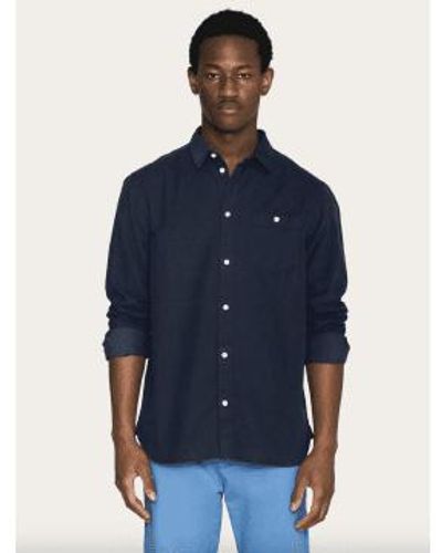 Knowledge Cotton 1090053 Camisa pana regular fit Total Eclipse - Azul