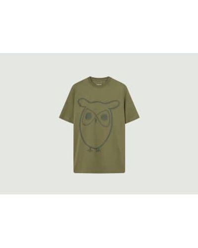 Knowledge Cotton Owl T-shirt S - Green
