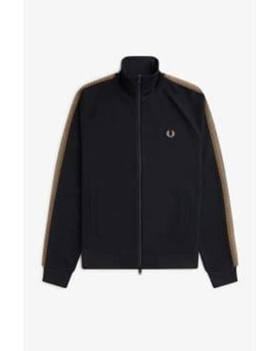 Fred Perry J7828 Crochet Tape Track Jacket - Black
