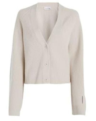 Calvin Klein Relaxed Cardigan Sweater Xs Sand - Natural