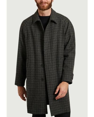 Hartford Coat Houndstooth Wool Mix Grey & Navy Aw47115 - Black