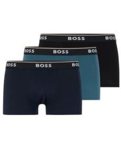 BOSS Pack 3 troncs boxer ouverts divers - Bleu