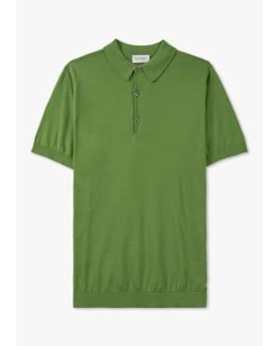 John Smedley S Adrian Knitted Polo Shirt - Green