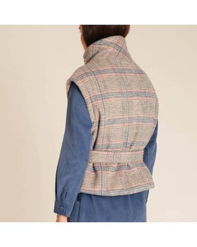 Dlirio Checked Quilted Vest Xs - Blue