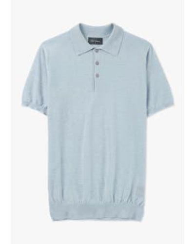 Oliver Sweeney S Covehithe Merino Knitted Polo Shirt - Blue