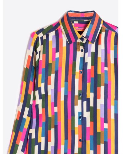 Vilagallo Camisa Isabella Estampado Geométrico De Seda - Multicolor