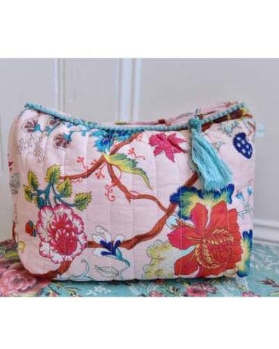 Powell Craft Exotic Flower Print Wash Bag Cotton - Pink