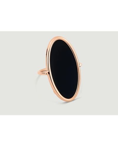 Ginette NY Rose Gold Onyx Ellipse Ring 1 - Blu