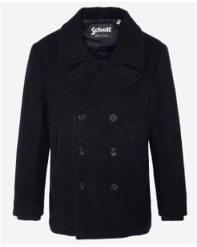 Schott Nyc Nyc en laine caban seacoat noir - Bleu