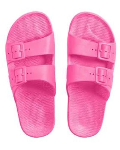 FREEDOM MOSES Glow Neon Slides - Rosa