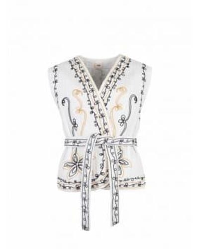 An'ge Solly Sleeveless Embroidered Jacket - White