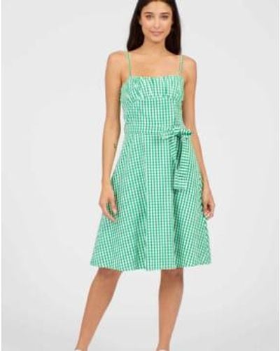 Lilac Rose Lilac Pretty Vacant Tilly Dress In Green Gingham Print - Verde