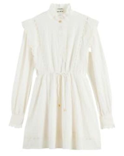 Scotch & Soda Vestido algodón mini orgánico brorie anglaise - Blanco