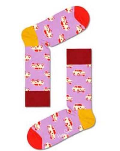 Happy Socks Calcetines impresos en coche rosa - Rojo