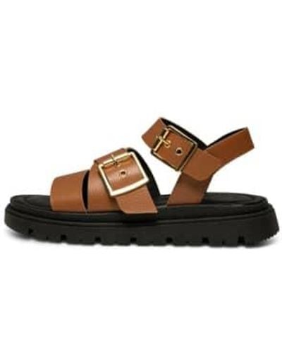 Shoe The Bear Rebecca Buckle Leather Sandal 37 - Brown