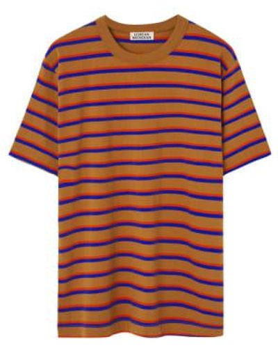 Loreak Mendian Zelai-Streifen-T-Shirt Karamell - Orange