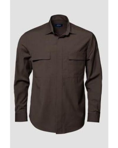 Eton Dark Merino Wool Lightweight Overshirt 10001038738 S - Brown