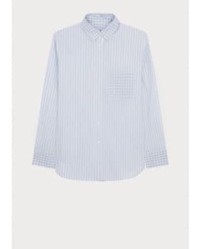 Paul Smith Check Stripe Two Tone Long Sleeve Shirt Col: 01 , Size - White