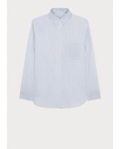 Paul Smith Check Stripe Two Tone Long Sleeve Shirt Col: 01 , Size 12 - White