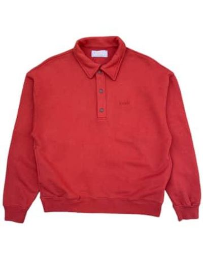 Fresh Mike Cotton Polo Sweatshirt In Brick - Rosso