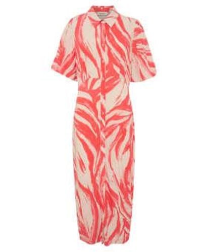 Soaked In Luxury Hot Coral Wave Wynter Dress Xs - Red