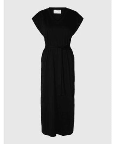 SELECTED Essential V Neck Ankle Dress - Nero