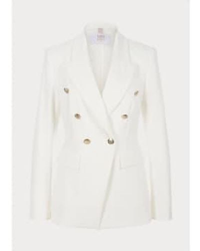 Riani Detalle l botón plateado blazer blanco col: 110 scuento white, tamaño: 14