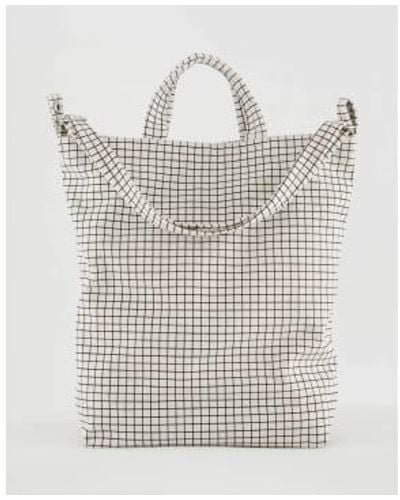 BAGGU Duck Bag Zip Grid Cotton - White