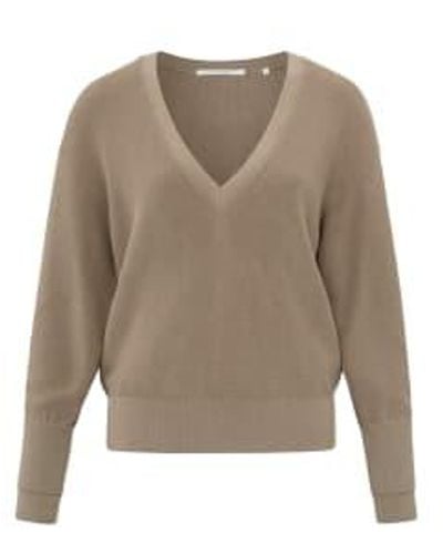 Yaya Sweater With V Neck And Long Sleeves Or Affogato - Neutro