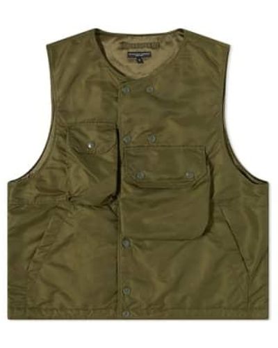 Engineered Garments Cover Vest Olive Flight Satin L - Green