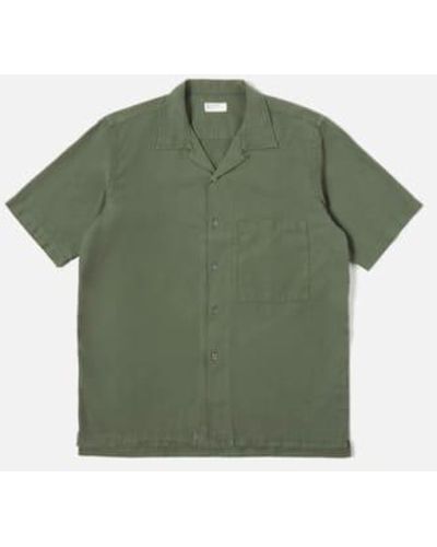 Universal Works Camp Ii Shirt Gardenia Lycot Birch - Verde