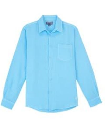Vilebrequin Caroubis Linen Long Sleeved Shirt - Blue