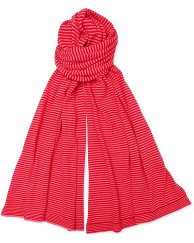 Somerville Fine Stripe Cashmere Scarf - Red