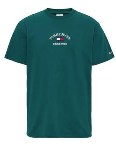 Tommy Hilfiger Jeans Timeless Flocked Flag T-shirt Dark Turf Small - Green