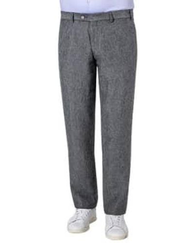 Hiltl Tarent Slim Straight Linen Trousers In Dark Grey - Grigio