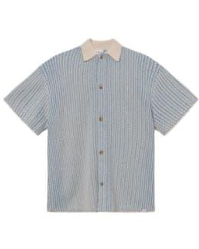 Les Deux Camisa lavada azul/marfil - Gris
