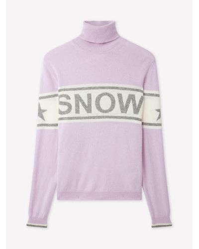 Brodie Cashmere Lilac Gray Snow Babe Roll Neck Sweater - Purple