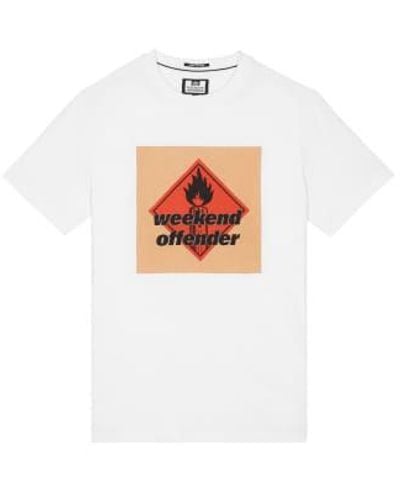 Weekend Offender Lines Short Sleeved T Shirt White - Bianco
