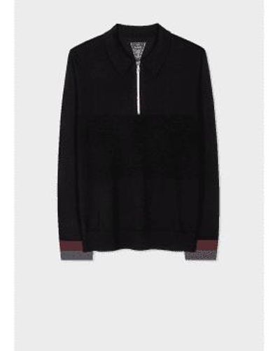 Paul Smith Half Zip Collared Sweater - Black