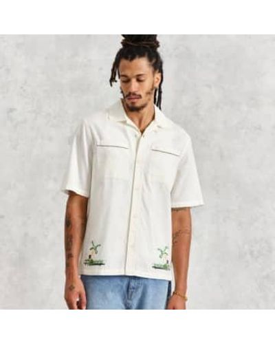 Wax London Newton Shirt Paradise Stitch Ecru S - White