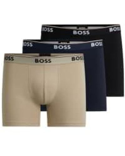 BOSS 3-pack Of Stretch Cotton Boxer Briefs With Logo Waistbands 50514926 972 S - Multicolour