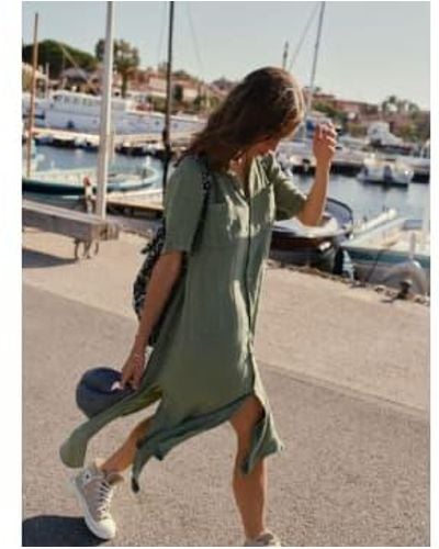 indi & cold Indi And Cold Linen Shirt Dress In Basil - Verde